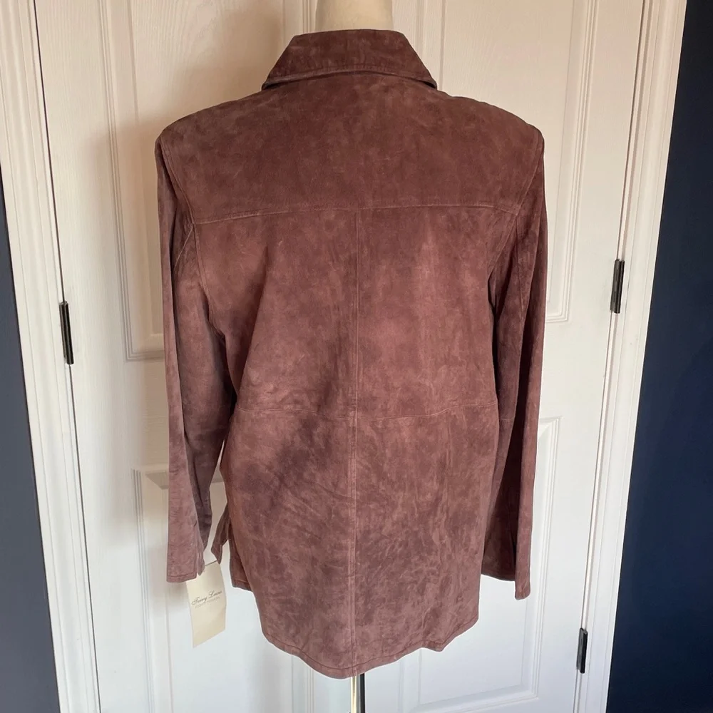 NWT Terry Lewis Luxuries Classic Brown Suede Zip-Front Jacket Size‎ Medium
